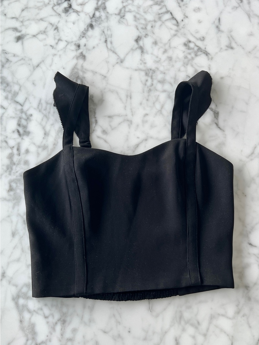 BNWOT Sunday Best Black Structured Square Crop Top